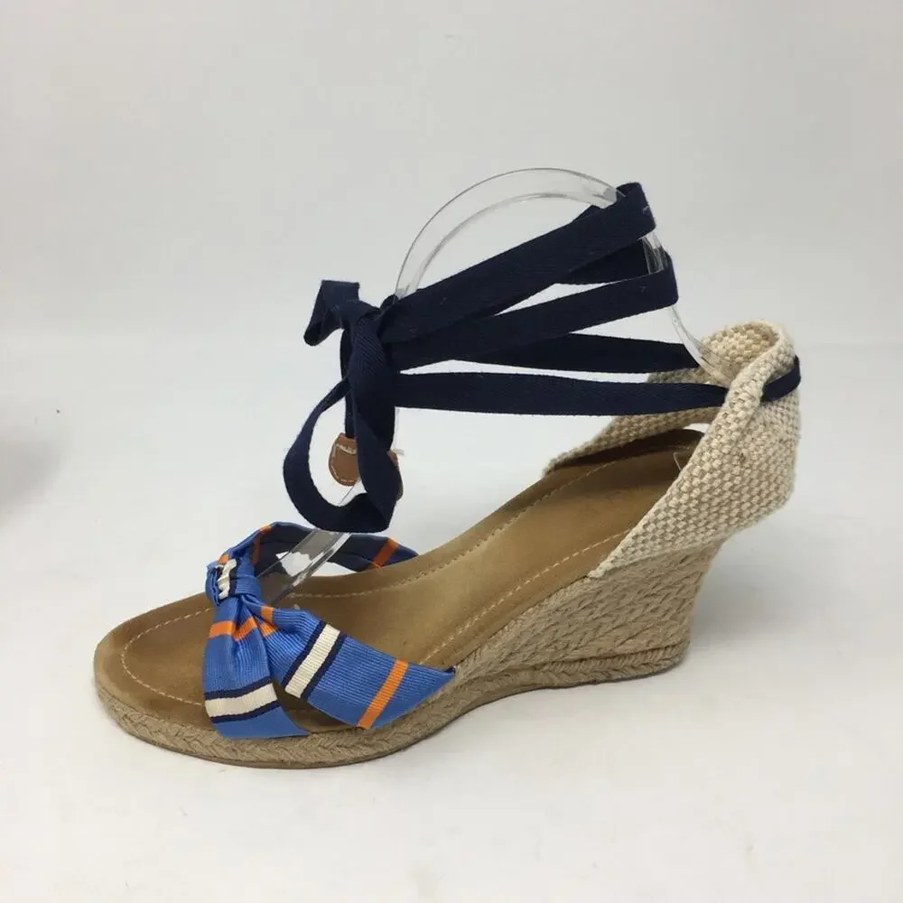 J Crew Blue Stripe Ankle Tie Woven 3